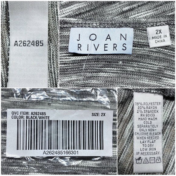 Joan Rivers Heathered Space-Dyed Knit Boyfriend Cardigan NWT Black/White A262485 - Picture 11 of 15